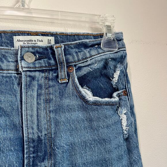 Abercrombie & Fitch Curve Love Ultra High Rise 90s Straight Jeans Sz 24/00L - Picture 7 of 9